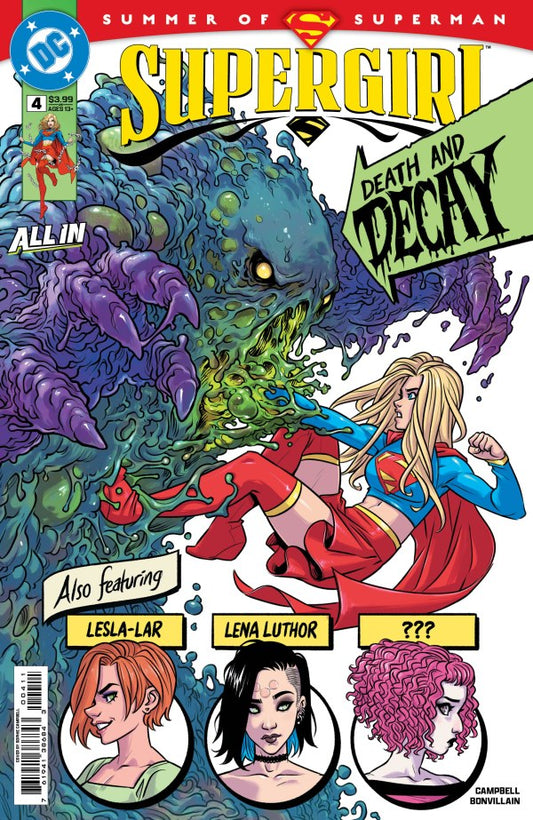 DC COMICS SUPERGIRL #4
Comic book cover featuring Supergirl and a creature with 'Supergirl: Death and Decay' text.