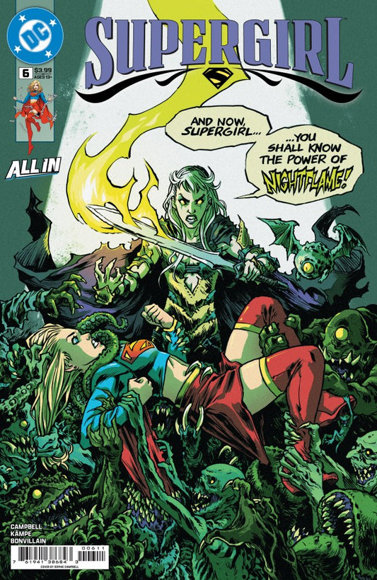 DC COMICS SUPERGIRL #6
Comic book cover featuring Supergirl and Nightwing with a green alien creature.