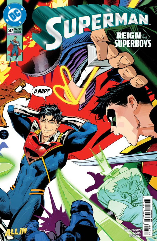 DC COMICS SUPERMAN #37
Comic book cover featuring Superman and Superboy with colorful background