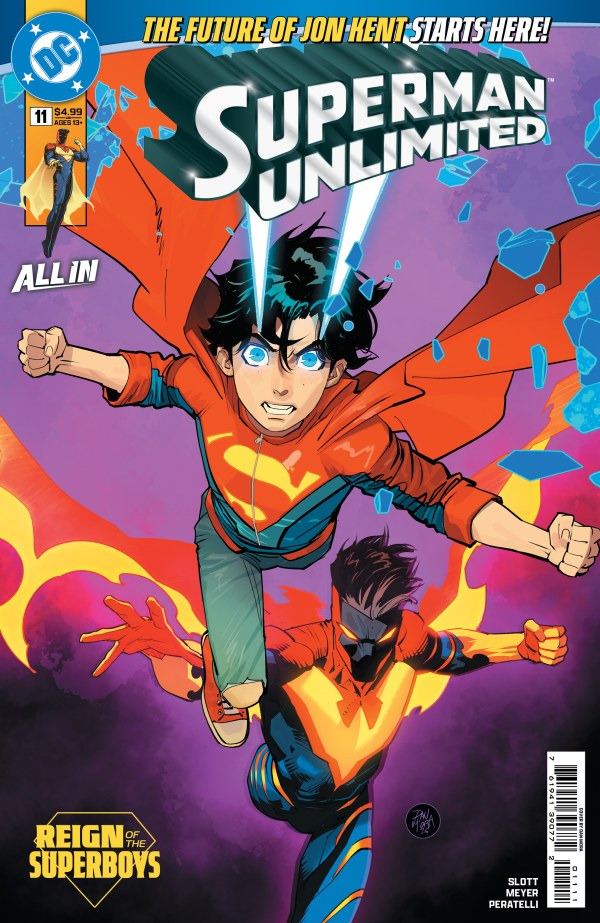 DC COMICS SUPERMAN UNLIMITED #11
Comic book cover of Superman Unlimited featuring a superhero in an orange and blue costume.