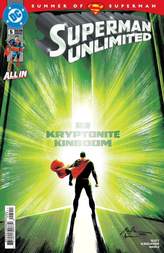 DC COMICS SUPERMAN UNLIMITED #5
Comic book cover of Superman Unlimited with a superhero figure and bright green light.