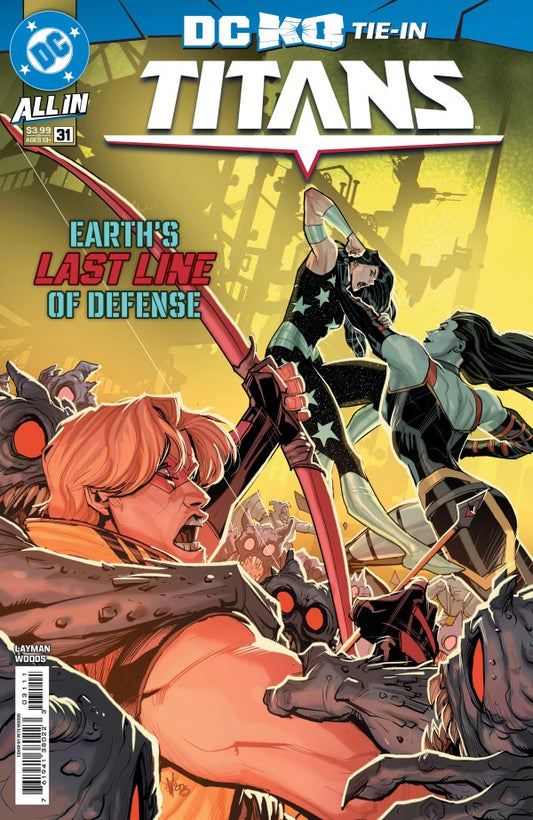 DC COMICS TITANS #31
Comic book cover of 'Titans' featuring characters in a battle scene.