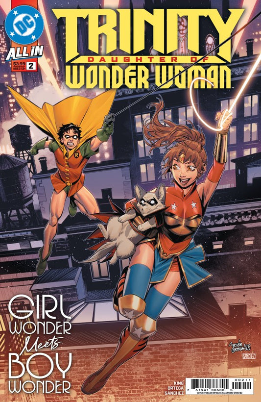 DC COMICS TRINITY DAUGHTER OF WONDER WOMAN #2 (OF 6)
Comic book cover featuring two superhero characters with a cityscape background