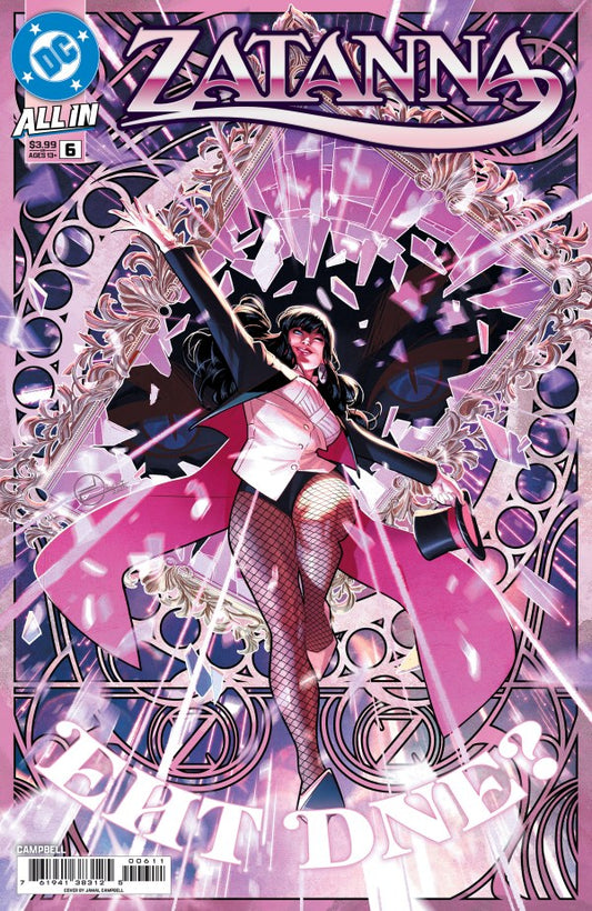 ZATANNA #6 (OF 6)

Comic book cover featuring a character in a pink and black outfit with decorative elements.