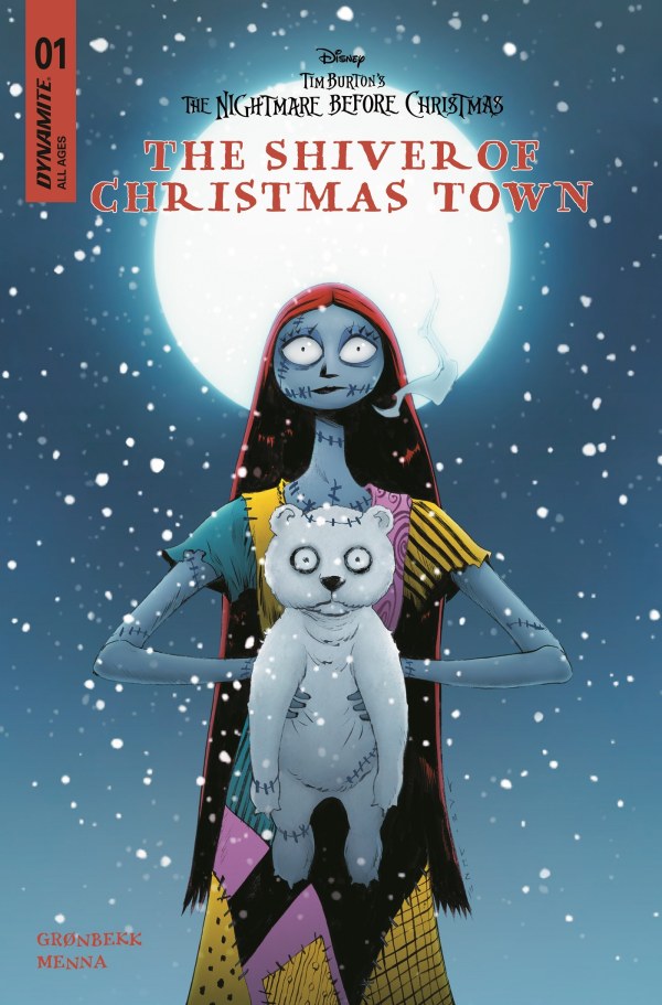 DYNAMITE COMICS NIGHTMARE BEFORE CHRISTMAS: THE SHIVER OF CHRISTMAS TOWN #1
Comic book cover of 'The Shiver of Christmas Town' featuring a character from 'The Nightmare Before Christmas'.