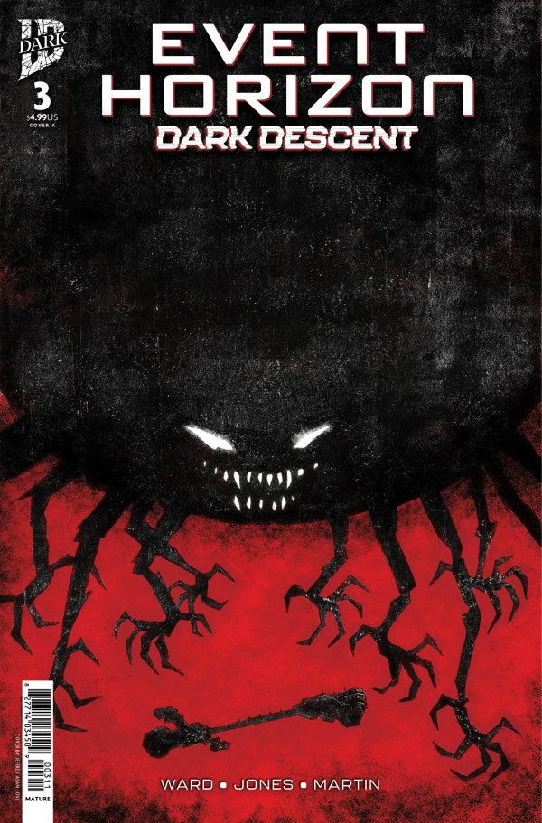 IDW COMICS EVENT HORIZON: DARK DESCENT #3
Comic book cover of 'Event Horizon: Dark Descent' with a dark and red design.