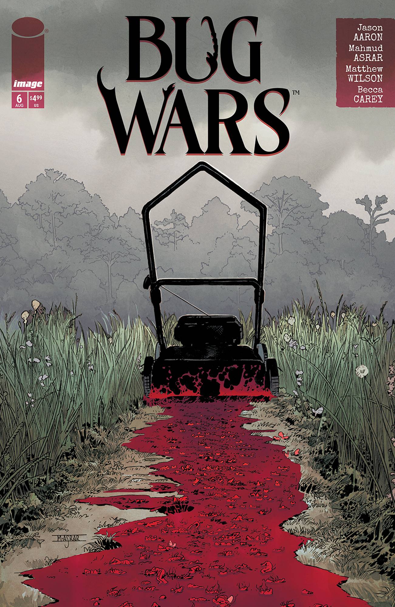 IMAGE COMICS BUG WARS #6 (OF 6)
Comic book cover of 'Bug Wars' with a golf cart on a red path through grass.