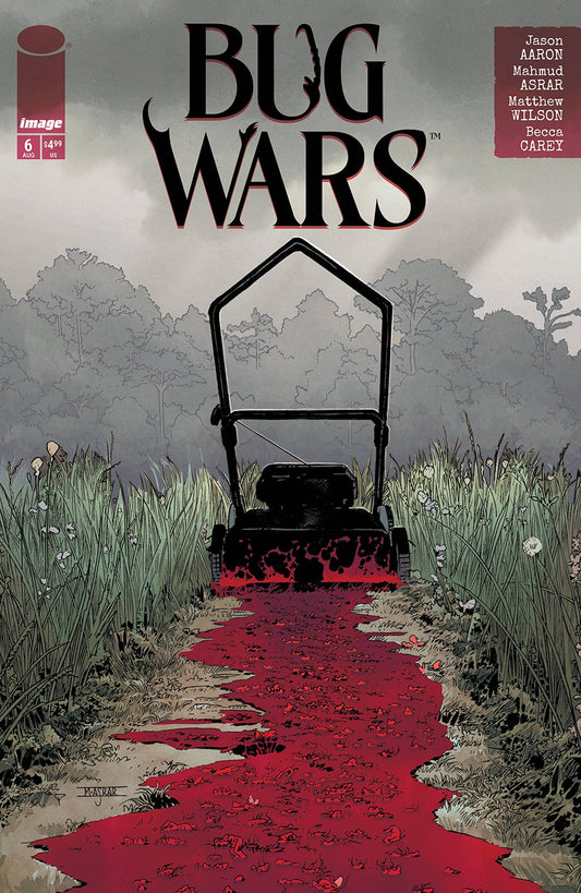 IMAGE COMICS BUG WARS #6 (OF 6)
Comic book cover of 'Bug Wars' with a golf cart on a red path through grass.