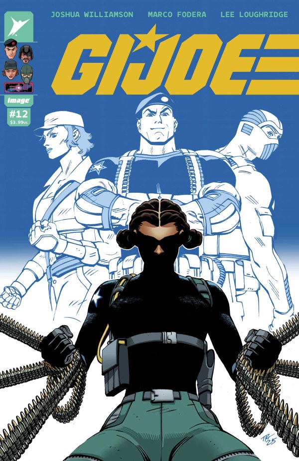 IMAGE COMICS GI JOE #12
Comic book cover featuring G.I. Joe characters with a blue and white background