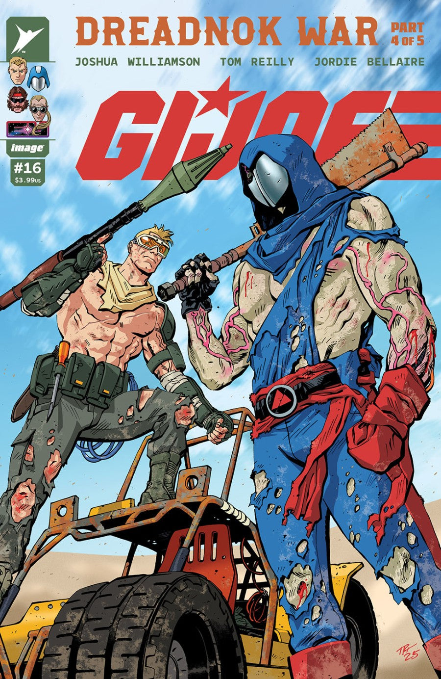 IMAGE COMICS GI JOE #16
Comic book cover featuring two characters on a vehicle with 'G.I. Joe' branding.