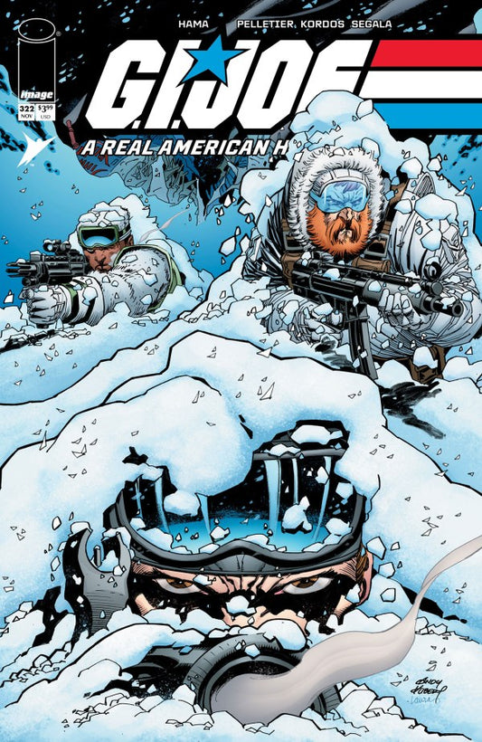 IMAGE COMICS GI JOE A REAL AMERICAN HERO #322
Comic book cover featuring G.I. Joe characters in a snowy landscape with the G.I. Joe logo at the top.