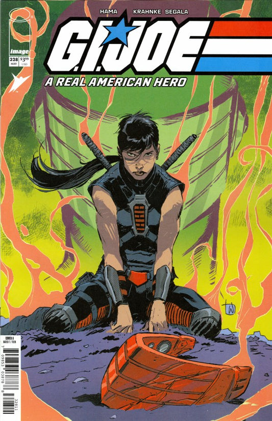 IMAGE COMICS GI JOE A REAL AMERICAN HERO #328
Comic book cover featuring a character from 'G.I. Joe: A Real American Hero' with vibrant colors and dynamic pose.