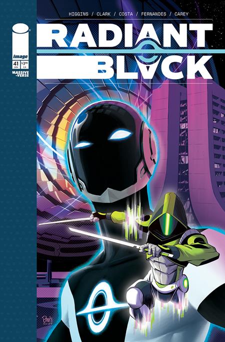 IMAGE COMICS RADIANT BLACK #41
Comic book cover of 'Radiant Black' with a futuristic character holding a weapon.