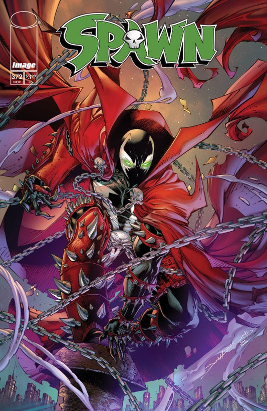 IMAGE COMICS SPAWN #372
Comic book cover featuring a character in a red hood and chains with 'Spawn' branding.