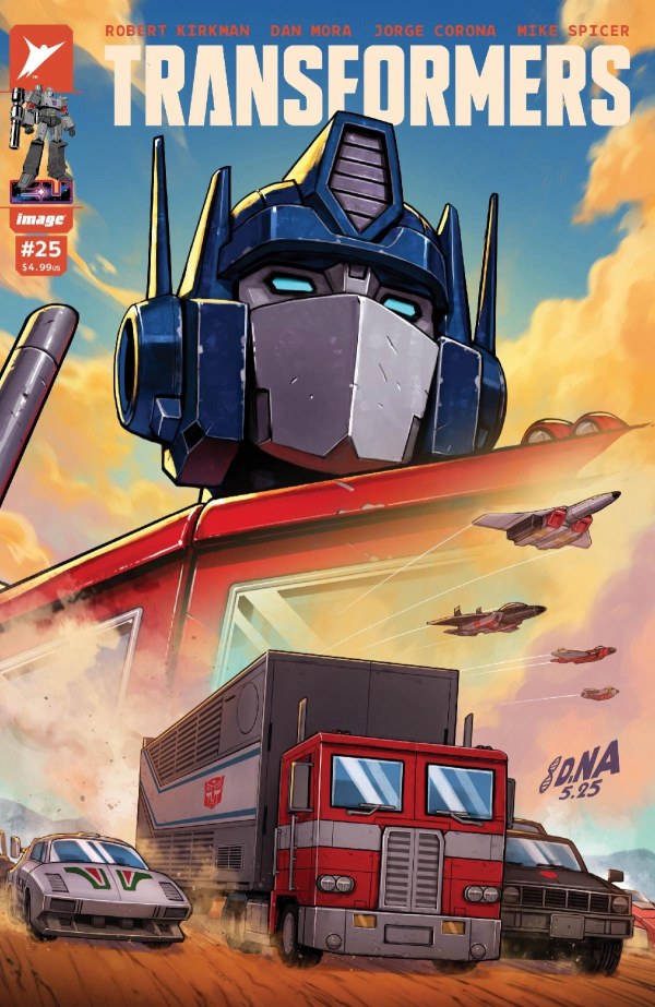 IMAGE COMICS TRANSFORMERS #25
Comic book cover featuring a robot transforming from a truck with a colorful background