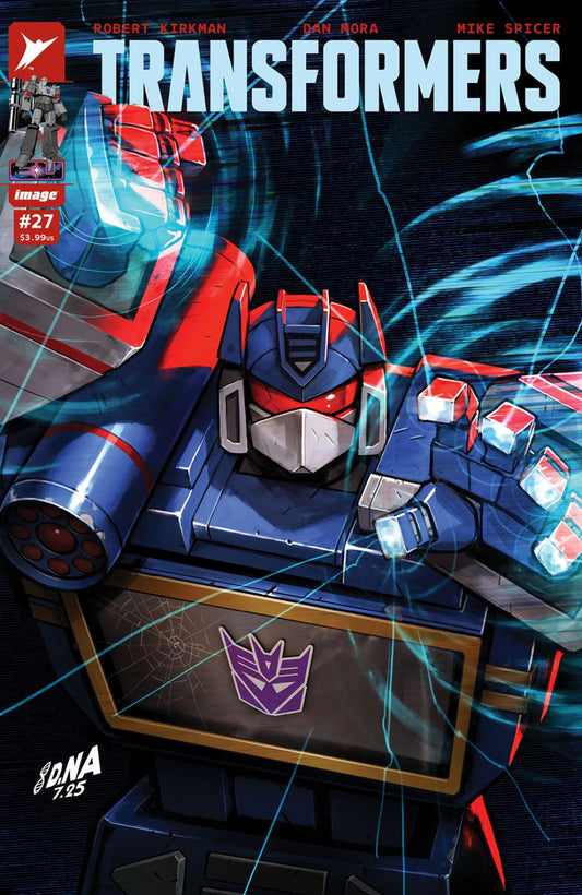 IMAGE COMICS TRANSFORMERS #27
Comic book cover featuring a robot character with a Decepticon logo, titled 'Transformers'.