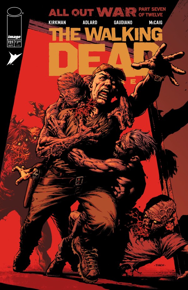IMAGE COMICS WALKING DEAD DELUXE #121
Comic book cover of 'The Walking Dead' with a red and brown color scheme.