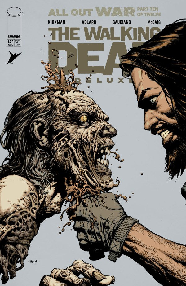 WALKING DEAD DELUXE #124
Comic book cover of 'The Walking Dead' featuring a zombie and a human hand.