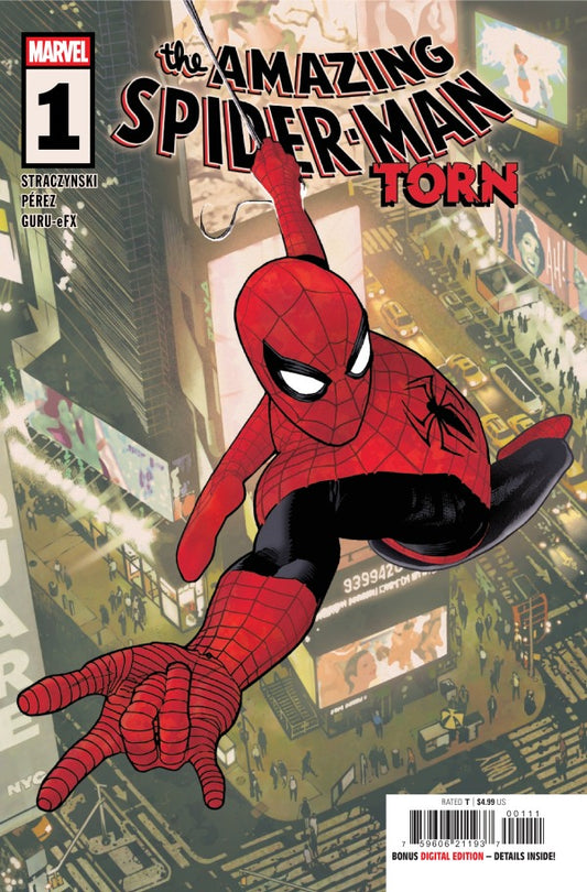 MARVEL COMICS AMAZING SPIDER-MAN: TORN #1
Comic book cover of 'The Amazing Spider-Man' with Spider-Man in a dynamic pose over a cityscape.
