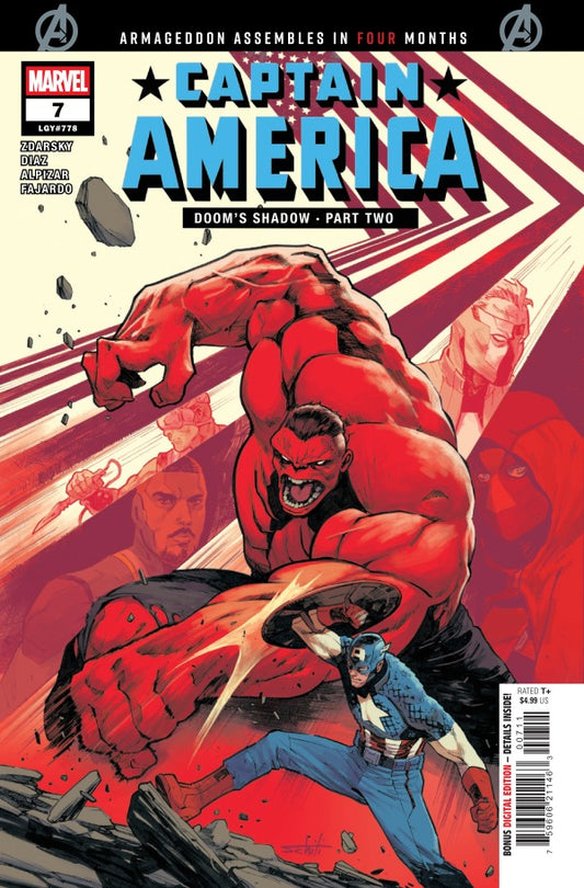 MARVEL COMICS CAPTAIN AMERICA #7
Comic book cover featuring Captain America and Red Hulk with Marvel branding.