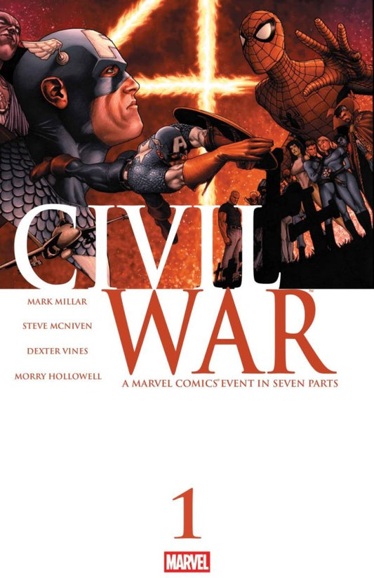 MARVEL COMICS CIVIL WAR #1 FACSIMILE EDITION
Comic book cover of 'Civil War' with superhero characters and title text.