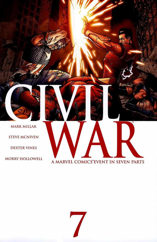 MARVEL COMICS CIVIL WAR #7 FACSIMILE EDITION
Comic book cover of 'Civil War' with characters in action