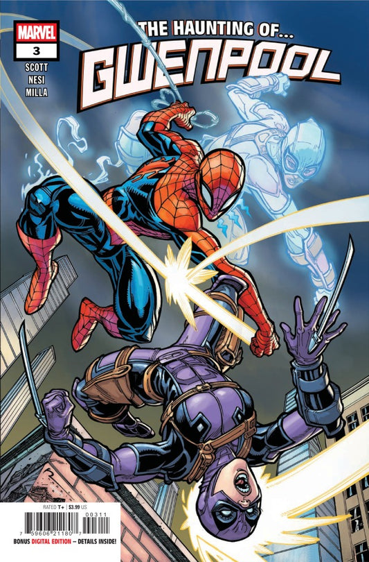 MARVEL COMICS GWENPOOL #3
Comic book cover featuring Spider-Man and a superhero in action