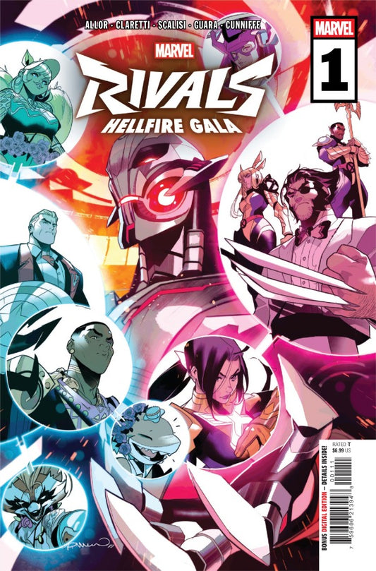 MARVEL COMICS MARVEL RIVALS HELLFIRE GALA #1
Comic book cover featuring Marvel characters with 'Rivals: Hellfire Gala' title