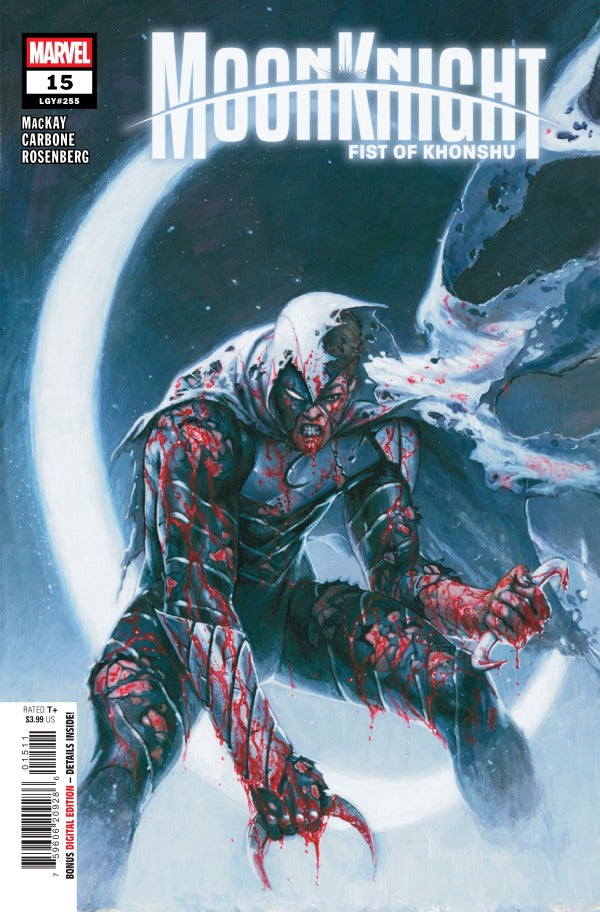 MARVEL COMICS MOON KNIGHT: FIST OF KHONSHU #15
Comic book cover featuring a character in a dynamic pose with 'Moon Knight' branding.