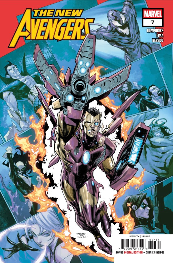 MARVEL COMICS NEW AVENGERS #7
Comic book cover of 'The New Avengers' featuring superhero characters with fiery effects.