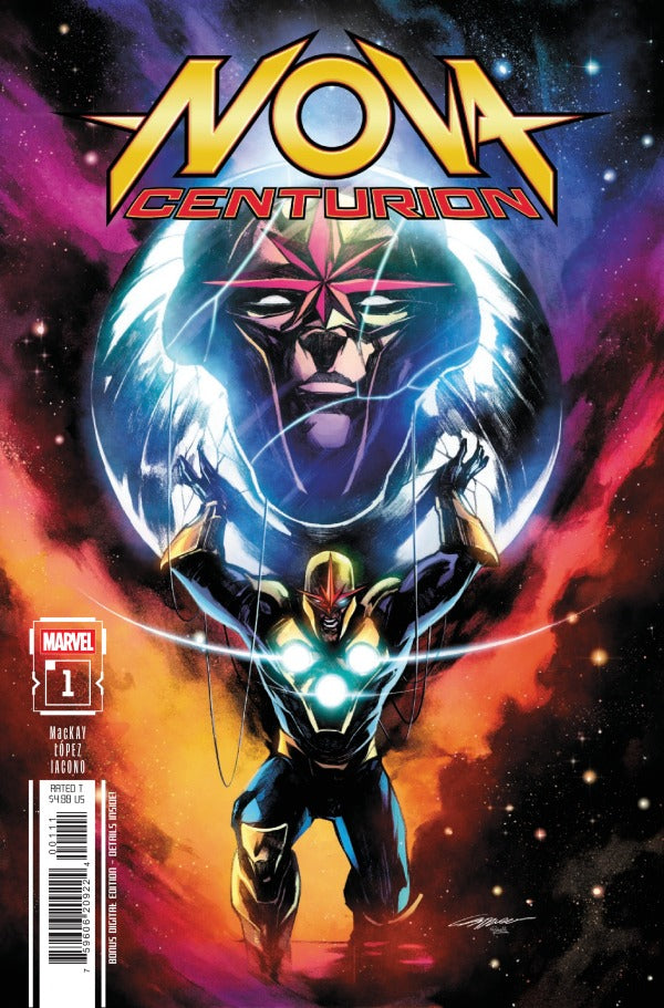 MARVEL COMICS NOVA: CENTURION #1
Comic book cover featuring a superhero in a space-themed background with 'Nova Centurion' text.