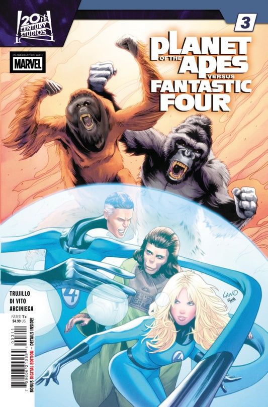 MARVEL COMICS PLANET OF THE APES VS. FANTASTIC FOUR #3
Comic book cover featuring characters from 'Planet of the Apes' and 'Fantastic Four'