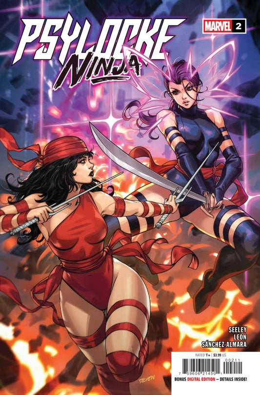 MARVEL COMICS PSYLOCKE: NINJA #2
Comic book cover featuring two characters in a dynamic pose with fiery background
