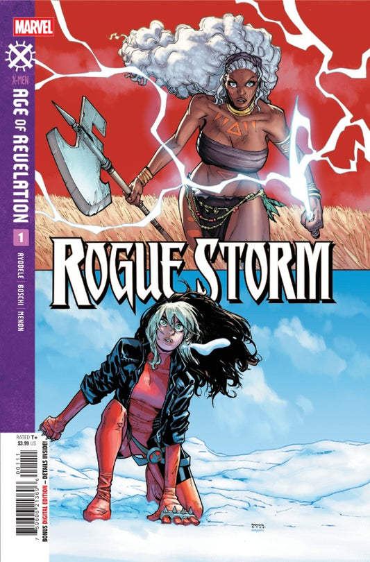 MARVEL COMICS ROGUE STORM #1 A Comic book cover featuring two characters with a red and blue background, labeled 'Rogue Storm'.