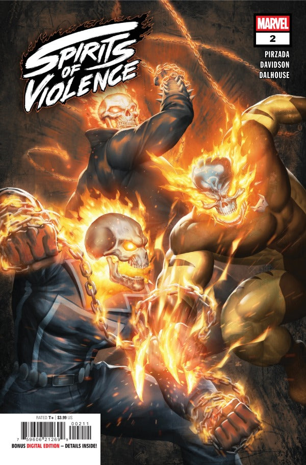 MARVEL COMICS SPIRITS OF VIOLENCE #2
Comic book cover featuring characters with fiery effects and Marvel logo.
