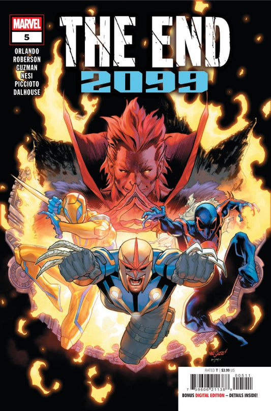 MARVEL COMICS THE END 2099 #5
Comic book cover featuring two superhero characters with fiery background