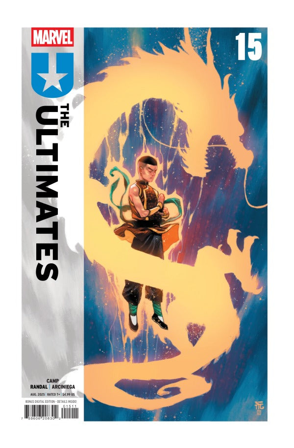 MARVEL COMICS ULTIMATES #15
Comic book cover of 'The Ultimates' featuring a character on a dragon with Marvel logo.