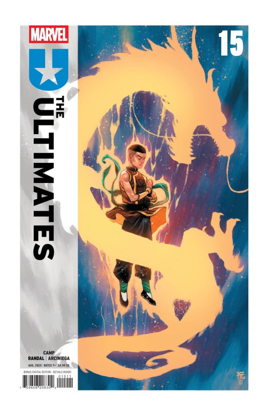 MARVEL COMICS ULTIMATES #15
Comic book cover of 'The Ultimates' featuring a character on a dragon with Marvel logo.