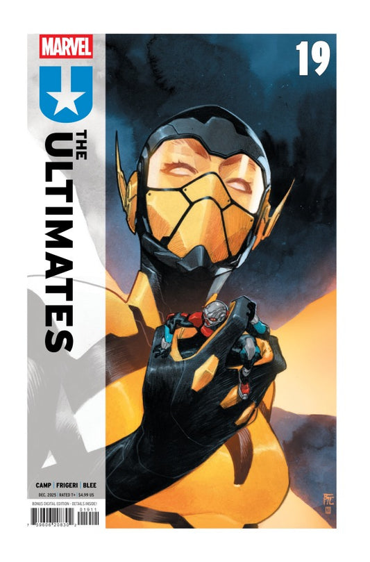 MARVEL COMICS ULTIMATES #19
Comic book cover featuring a superhero in a yellow and black suit with a dark background