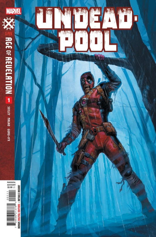 MARVEL COMICS UNDEADPOOL #1
Comic book cover of 'Undead Pool' featuring a character in a forest setting.