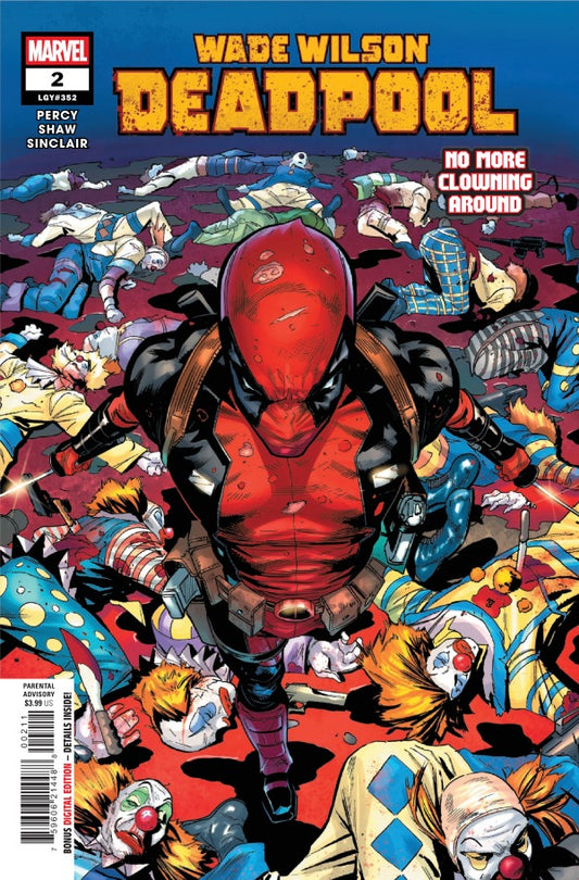 MARVEL COMICS WADE WILSON: DEADPOOL #2
Comic book cover featuring Wade Wilson as Deadpool with a colorful background of other characters.