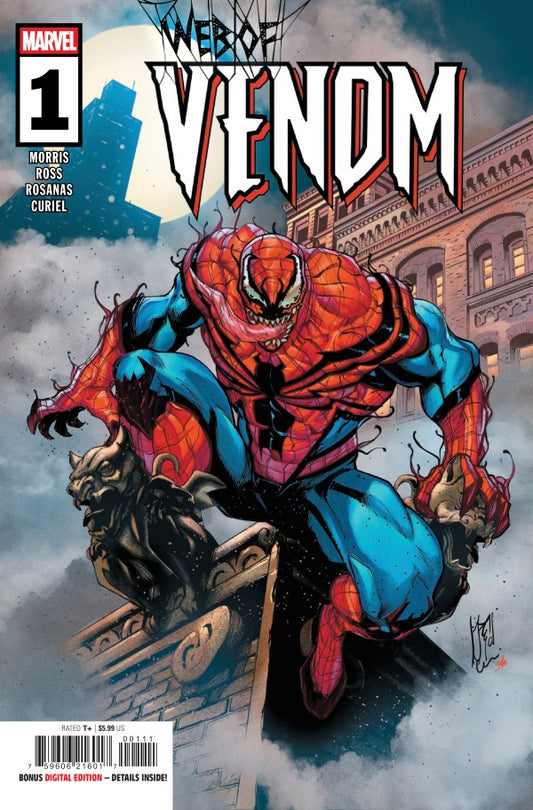 MARVEL COMICS WEB OF VENOM #1
Comic book cover of 'Web of Venom' featuring a character in a red and blue suit.