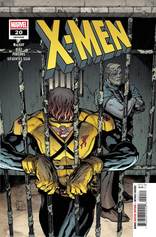 MARVEL COMICS X-MEN #20
Comic book cover featuring X-Men characters in jail cells with Marvel logo.